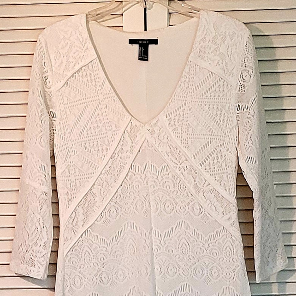 Forever 21 White Lace Midi Dress - Picture 2 of 11